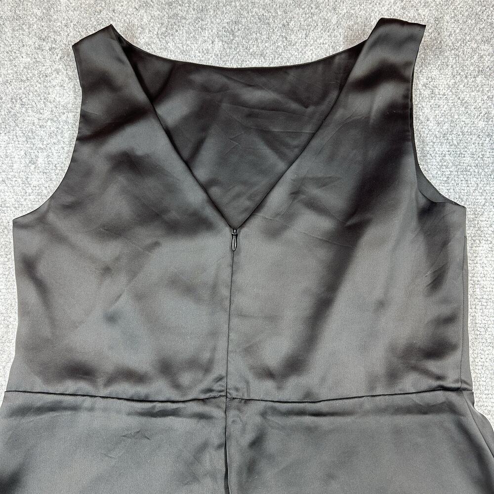 Reformation Zenni Satin Mini Dress Black Sleeveless Boat Neck Open Back Size 10 - Picture 13 of 13